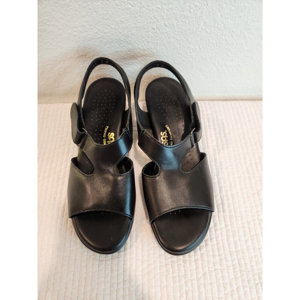 NWOT SAS Tripad Comfort Black Leather Sandals 8M Made in USA‎ Adjustable Straps